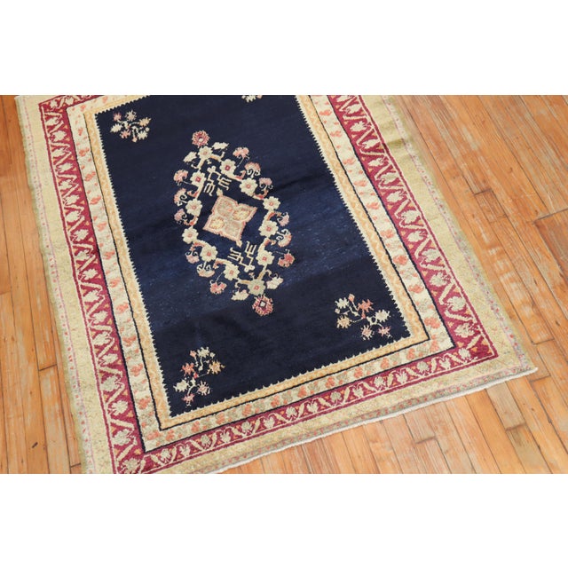 Folk Art Antique Zabihi Collection Turkish Ghiordes Floral Rug - 4'4" x 5'10" For Sale - Image 3 of 8