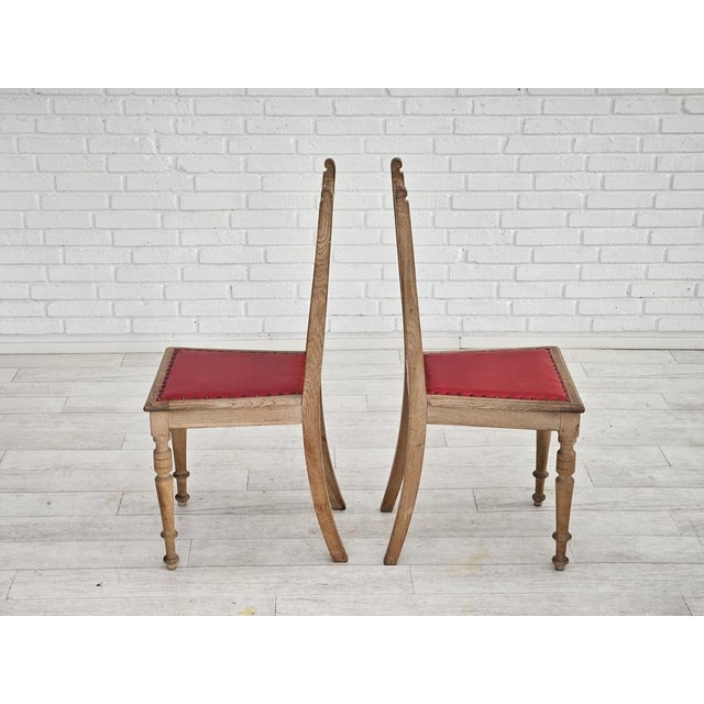 1950s, set of 2 pcs Danish dining chairs. Original very good condition: no smells and no stains. Furniture leather fabric,...