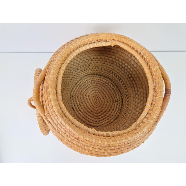 Metal Vintage Rush Snake Charmer Lidded Basket, 1960 For Sale - Image 7 of 8