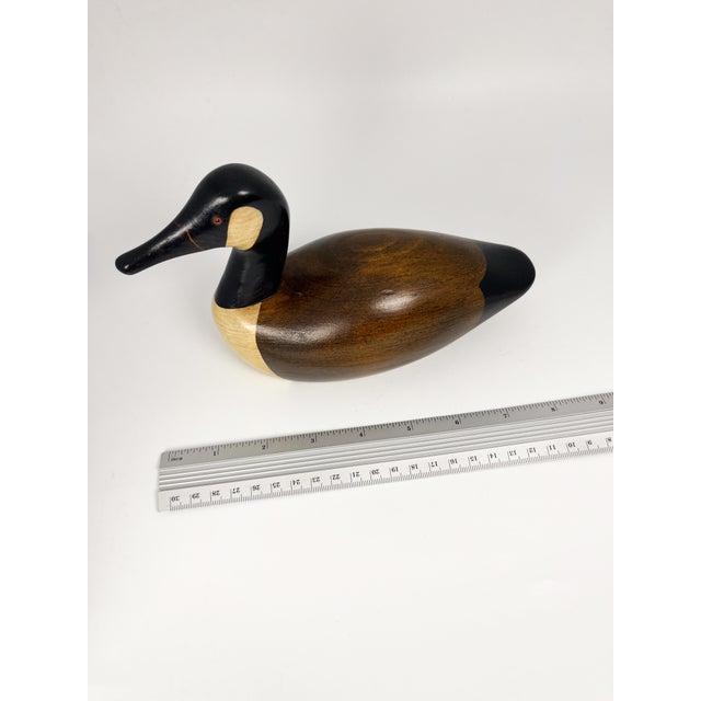 Vintage Hand Carved 7.5" Wood Canada Goose Decoy by Jim Harkness For Sale - Image 11 of 14