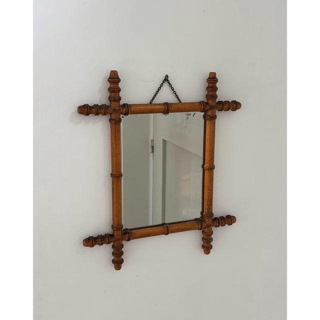 1940s Faux-Bamboo Wall Mirror, France, 1940s For Sale - Image 5 of 9