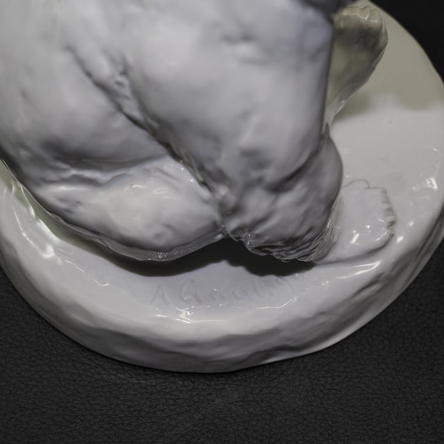 Ceramic Meissen White Glazed Seated Bear A1066 Porcelain Figurine by August Gaul For Sale - Image 7 of 12