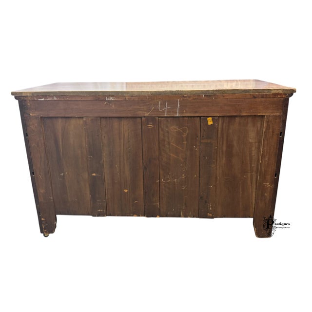 Antique Eastlake Style Walnut & Burl Wood Travertine Marble Top Chest of Drawers For Sale - Image 11 of 12