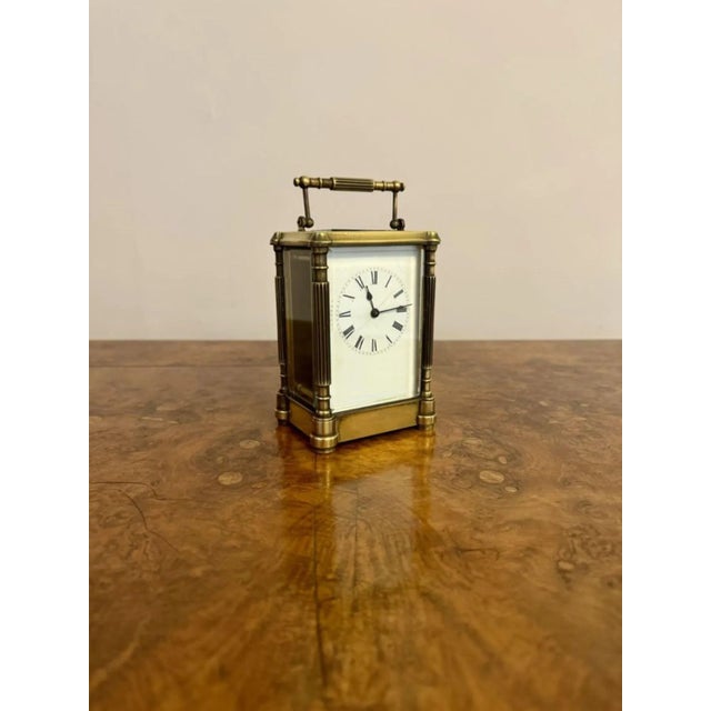 Mid 19th Century Antique Victorian Brass Carriage Clock, 1860 For Sale - Image 5 of 7