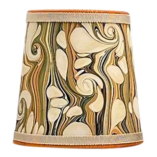 Orange and Olive Marbled Paper Chandelier Shade - 4”x6”x6” For Sale