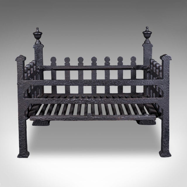 Antique Fire Basket, English, Wrought Iron Fireplace Grate, Victorian, c.1885 For Sale - Image 4 of 10
