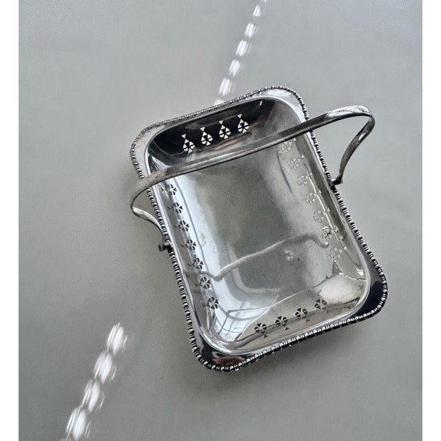 Cheltenham England Handled Silver Plate Pierced Basket For Sale - Image 14 of 18