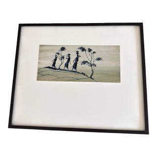 Early 20th Century Original Babu Rathod Bhavnagar Gujarat Painting Professionally Framed For Sale