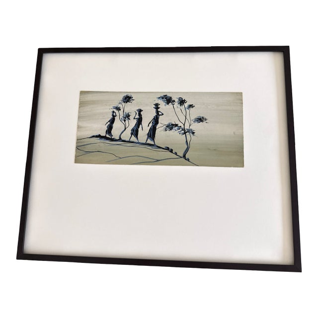 Early 20th Century Original Babu Rathod Bhavnagar Gujarat Painting Professionally Framed For Sale