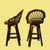 Coastal Set of 3 Bent Rattan Barstools For Sale - Image 3 of 5
