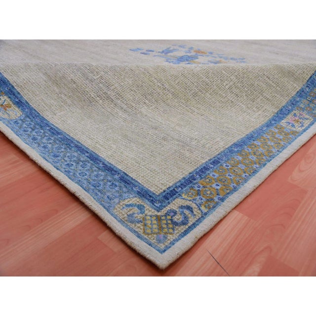 Gray 1940 Ash Gray Antique Chinese Inspired Open Field Wool Hand Knotted Rug 9'1"x12'1" For Sale - Image 8 of 11