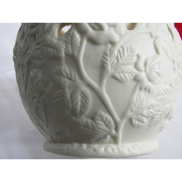 Ceramic Vintage Porcelain Rose Covered Vase or Candle Holder For Sale - Image 7 of 12