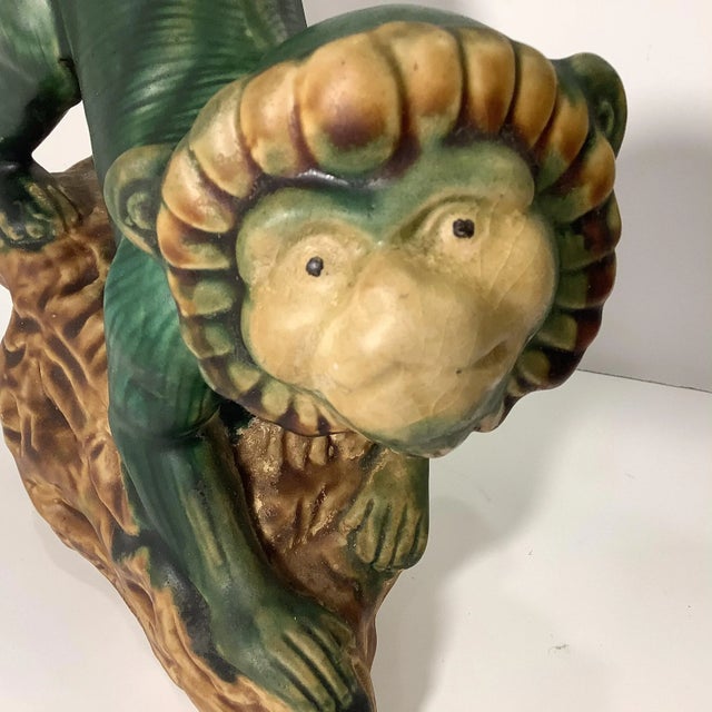 19th Century Chinoiserie Hollywood Regency Boho Chic Ceramic Monkeys - A Pair For Sale - Image 11 of 13
