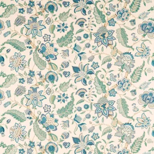 Sanderson Newnham Courtney Fabric in Eucalyptus/Cadet Blue