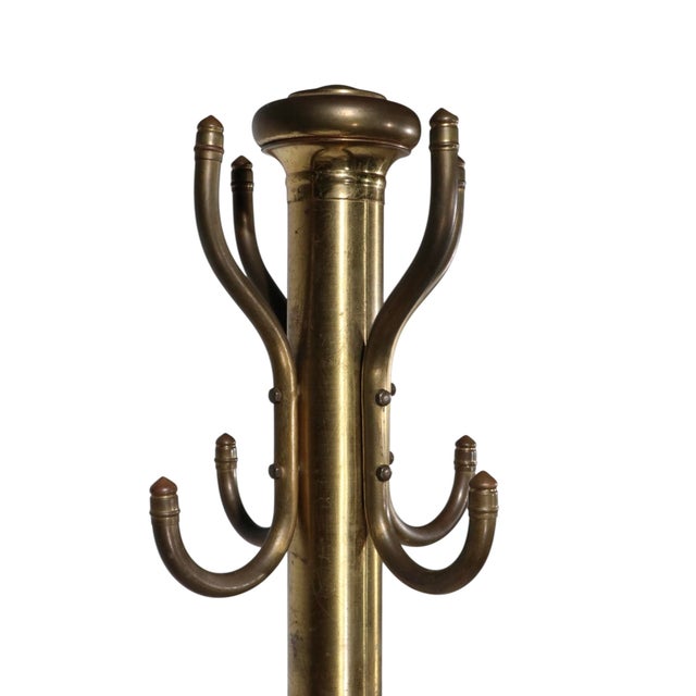 Early 20th Century Freestanding Brass Coat Hat Tree Rack For Sale In New York - Image 6 of 8