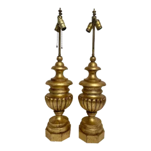Carved Gilt Lamps - A Pair