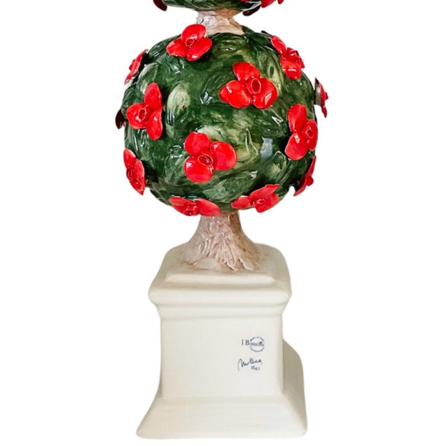 Late 20th Century Italian Capodimonte Three Sphere Floral Topiary For Sale In San Diego - Image 6 of 6