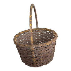 Vintage Distressed Painted Round Palacek Basket