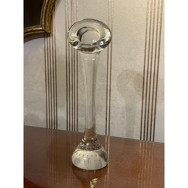 Beautiful hand-blown clear glass bud vase. Vintage Aseda Glasbruk of Sweden- Jack in the Pulpit style- Bullicante Bud...