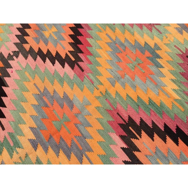 Textile Vintage Turkish Kilim Rug - 75" X 112" For Sale - Image 7 of 11