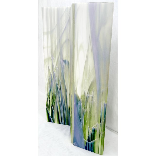 Textile Vintage c1970s Mid Century Painted Canvas 3 Panels Room Divider Screen For Sale - Image 7 of 10