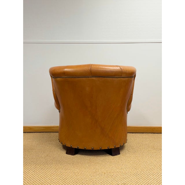 1990s Rare Ralph Lauren Prototype Writer’s Chair in Patinated Leather For Sale - Image 11 of 18