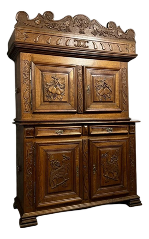 Renaissance Style Montbéliard Four-Door Cabinet in Oak