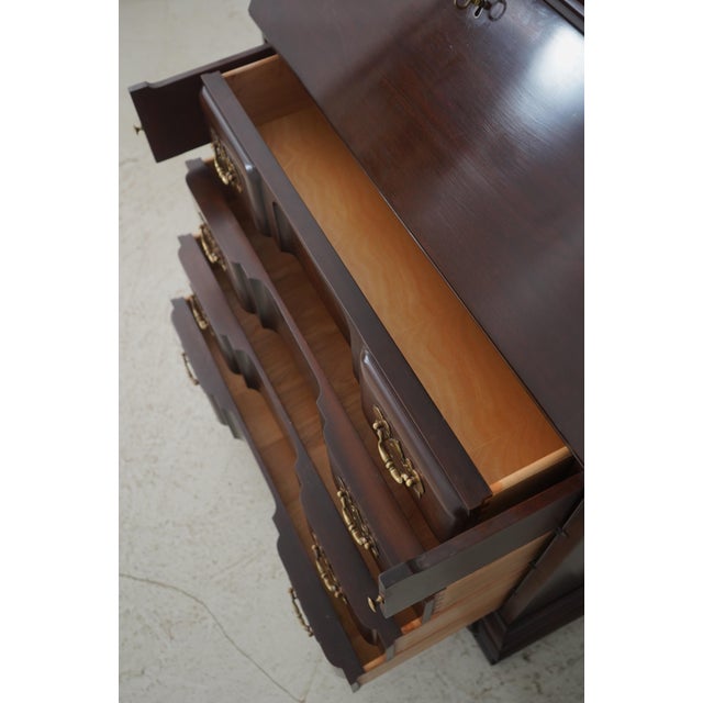 1980s Harden Cherry Chippendale Style Blockfront Secretary Desk For Sale - Image 5 of 12