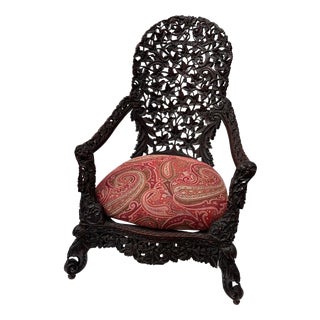 Victorian Anglo-Indian Armchair in Wood, Burma / Republic of the Union of Myanmar, 1880 For Sale