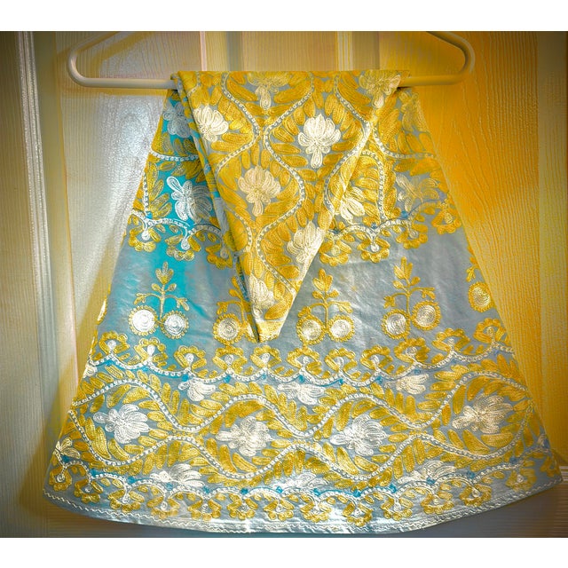 Mid 20th Century Mid 20th Century Round Ghabani Embroidered Tablecloth. For Sale - Image 5 of 6