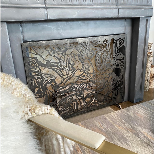 Aged Gold Marmol Fireplace Screen Iron For Sale - Image 4 of 5