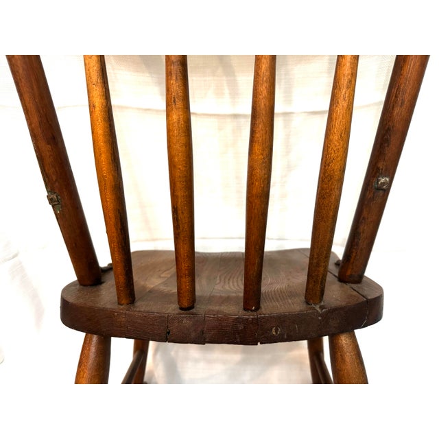 Farmhouse Antique Primitive Oak Rocking Chair, 19th Century Pressed Back Armless Rocker For Sale - Image 3 of 9
