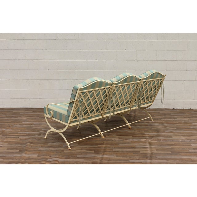 Ivory Vintage Hervé Baume French Wrought Iron Three-Seat Garden Sofa With Original Cushions, Circa 1970s For Sale - Image 8 of 18
