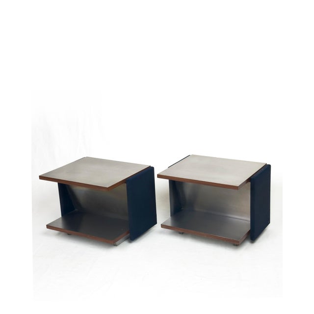 Silver Vintage Italian Stainless Steel-Clad Side Tables, 1970s, Set of 2 For Sale - Image 8 of 8