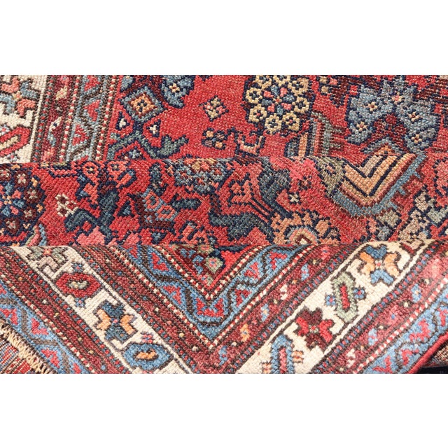 Antique Persian Bidjar Runner With Red Field and Tribal Geometric Design For Sale - Image 11 of 12
