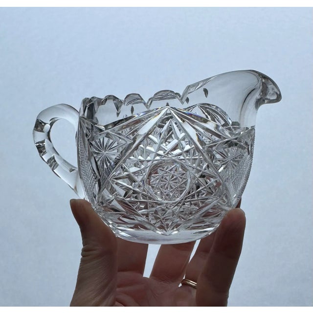 Late 19th Century Antique American Brilliant Period Cut Crystal Glass Sugar Creamer Set For Sale - Image 5 of 12