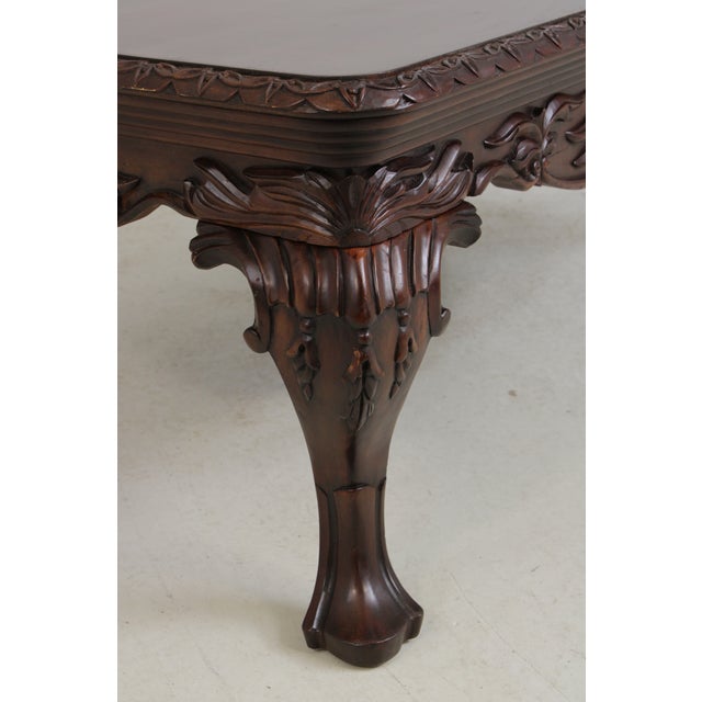 Mahogany Large Carved Cocktail Coffee Table For Sale - Image 16 of 16