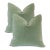 Plush 24" Celadon Down Filled Mohair Pillows - A Pair For Sale