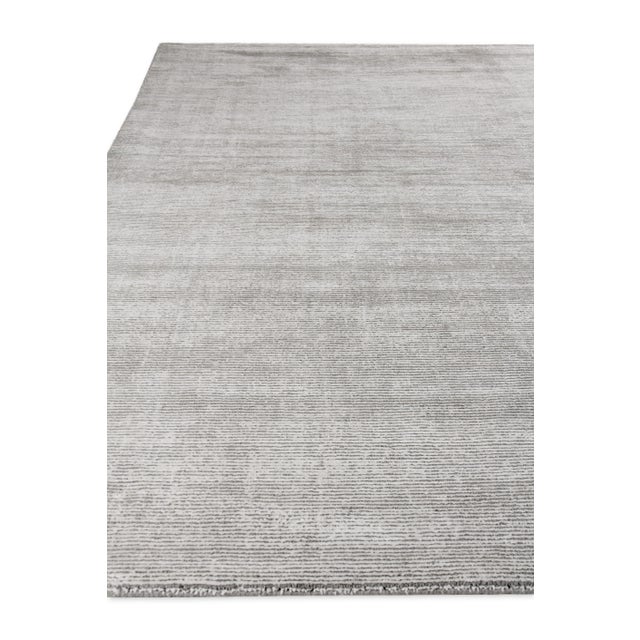 Raven Hand loom Wool/Viscose White/Gray Rug-9'x12" For Sale - Image 4 of 7