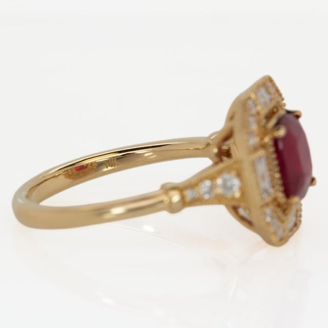 Red 2.2cts Madagascar Ruby Ring With Natural Diamonds Accents: Solid 14k Gold, 6mm For Sale - Image 8 of 8