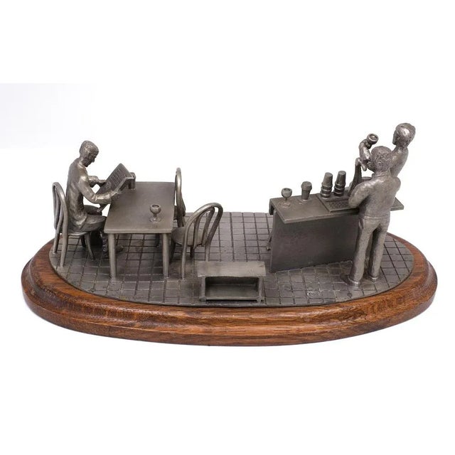Vintage Pewter Bar Scene by Tin Etain Zinn Pewter, 1970s For Sale - Image 6 of 10