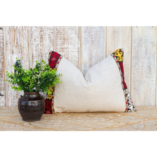 Linen Giti Linen Tribal Border Pillow For Sale - Image 8 of 9