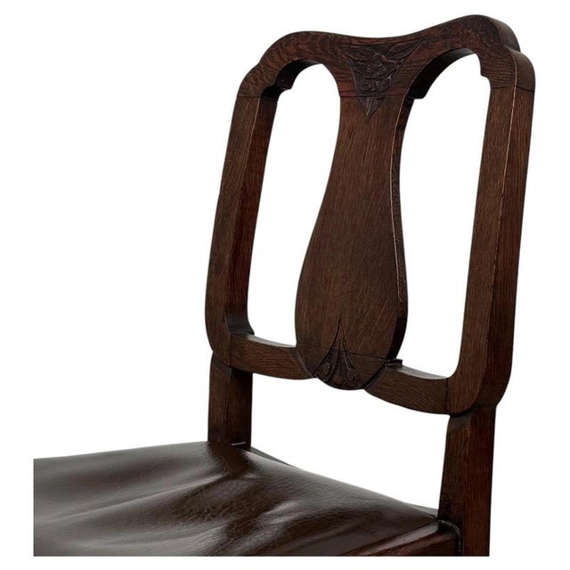 2000 - 2009 Early 20th Century Antique English Edwardian Oak Dining Chairs, Set of 4 For Sale - Image 5 of 8