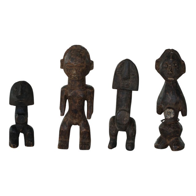 Decorative Handcrafted African Wooden Sculptures, 1940s, Set of 4 For Sale
