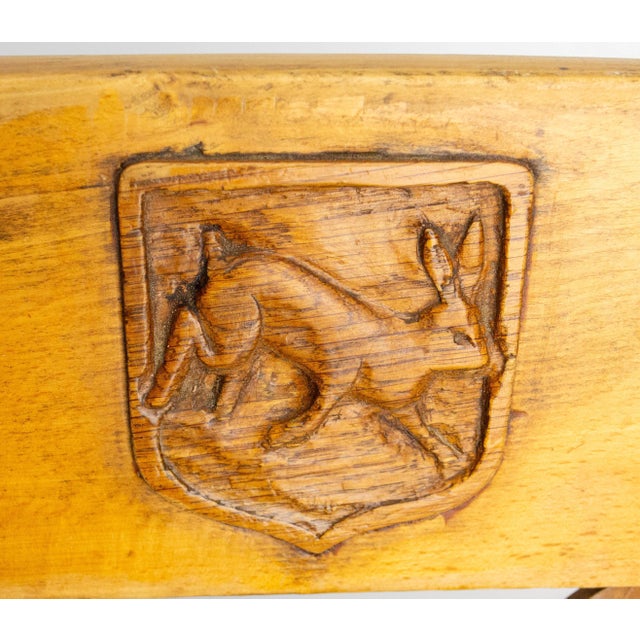 Solid Oak Chairs with Hunting Crests, France, 1960, Set of 4 For Sale - Image 17 of 18