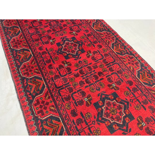 Red and Navy Tribal Geometric Runner Rug, 2'9" X 15'6" For Sale - Image 4 of 17