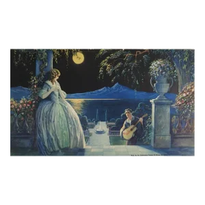Vintage 1930s Romantic Couple Evening Moonlight Print