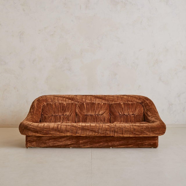 Italian Pleated Velvet Sofa in the Manner of De Pas, DUrbino & Lomazzi, 1970s For Sale - Image 12 of 18