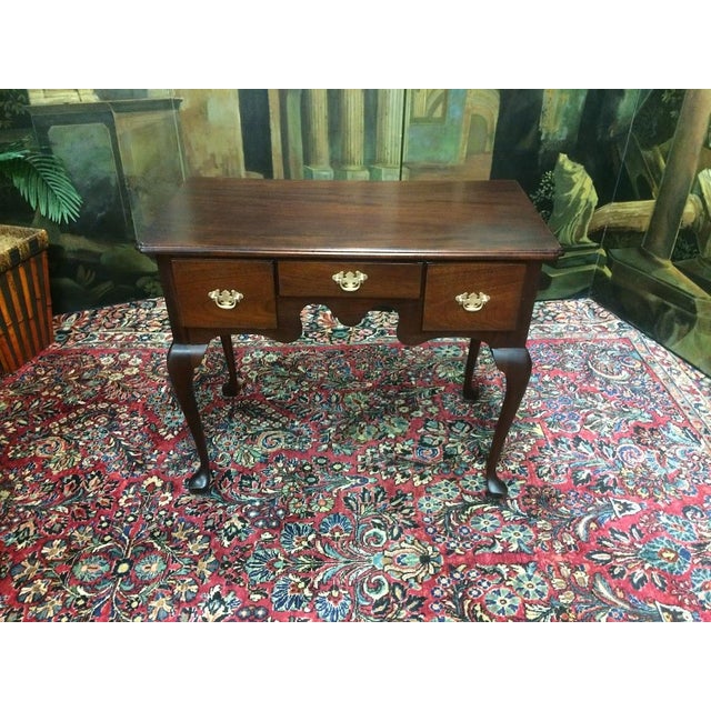 Item: Antique Mahogany Desk or Vanity Table. Age & Condition: Circa 1920. Good, refinished. Dimensions: 36″ wide x 19″...
