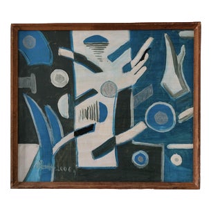 Uldis Rēdelis, Items: Blue Abstract Composition, 2006, Acrylic Painting For Sale